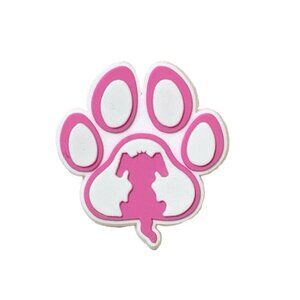 Dog Paw Print Pink White Croc Shoe Charm Jibbitz